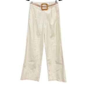 LENA Pants Women Cream Small Cotton Linen